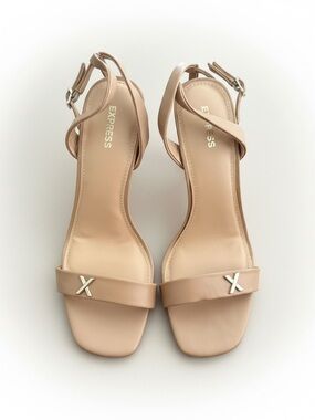 Express Beige Nude Strappy Block Heel Sandals